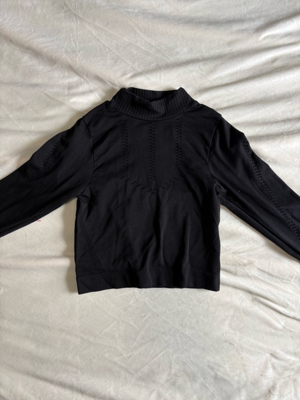Black Mock Neck Women's Workout Top